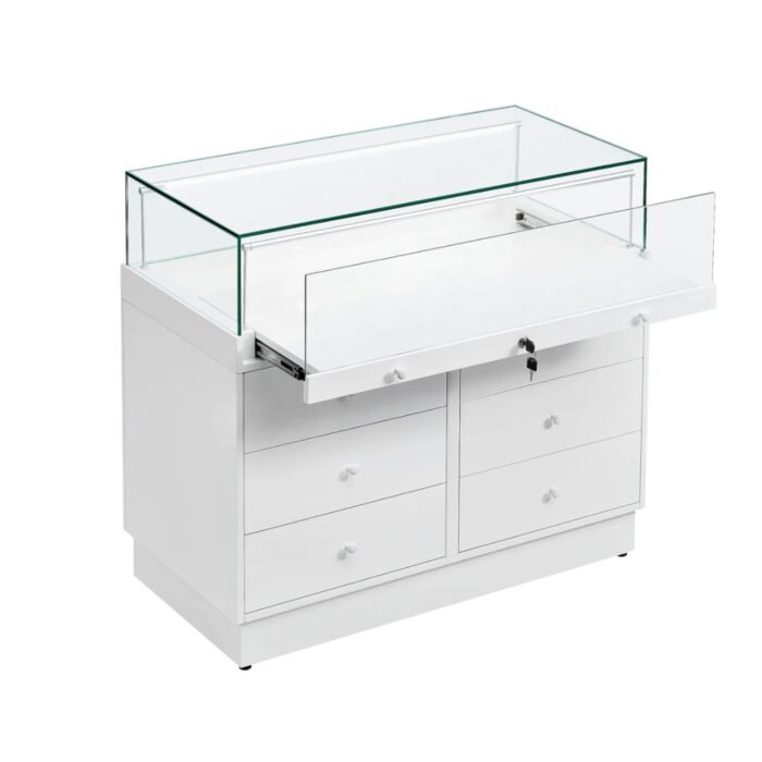 White Glass Counter Display Case