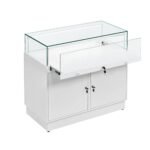 White Glass Counter Display Case