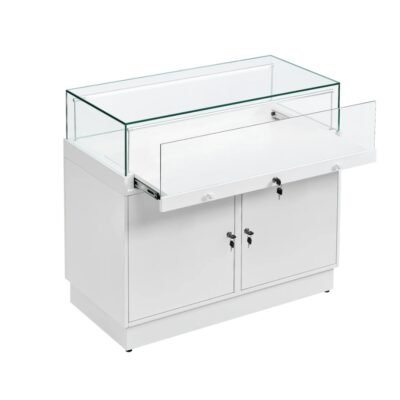 White Glass Counter Display Case