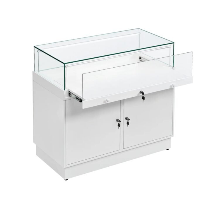 White Glass Counter Display Case