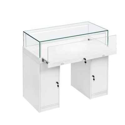 White Glass Counter Display Case