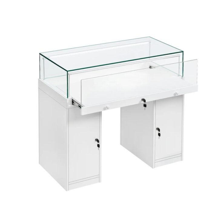 White Glass Counter Display Case