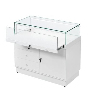 White Glass Counter Display Case