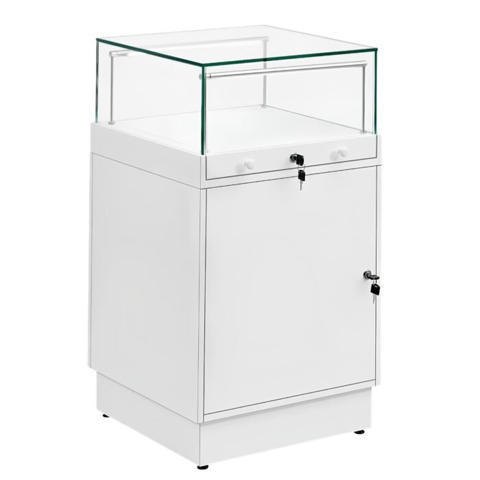 White Glass Counter Display Case