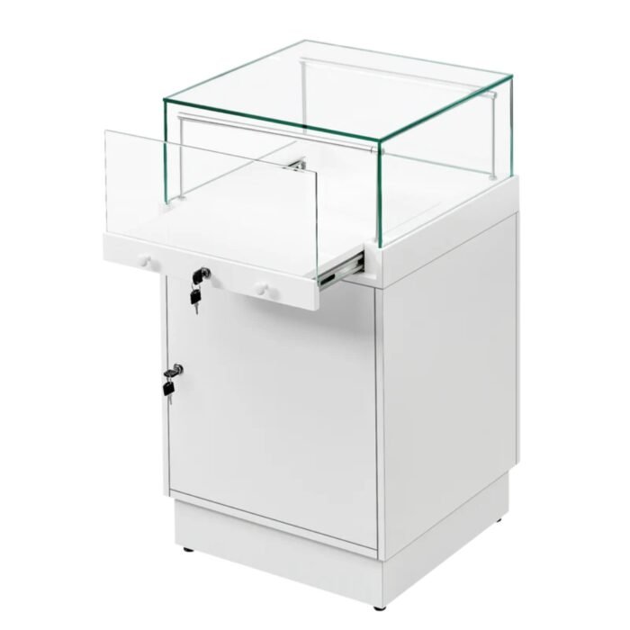 White Glass Counter Display Case