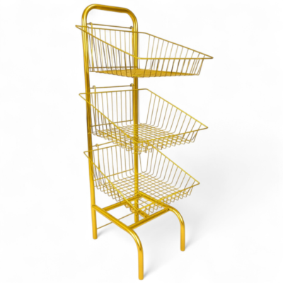 3 Tier Basket Stand - Gold for Bread, Crisps, Snacks