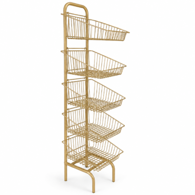 5 Tier Basket Stand - Gold for Bread, Crisps, Snacks