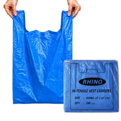 13 Jumbo Blue Heavy Duty Vest Carrier Bags
