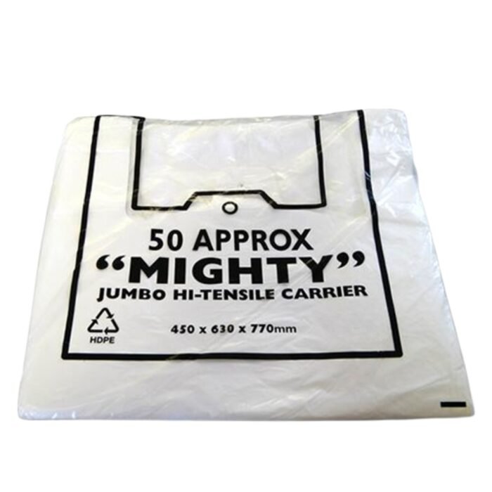 MIGHTY 18 White Heavy Duty Vest Carrier Bags