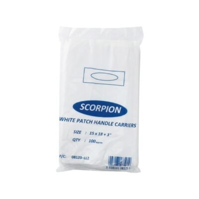 White Patch Handle Carrier Bag