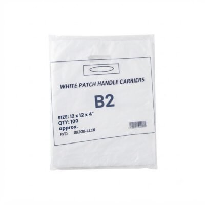 White Patch Medium Handle Plastic Carrier Bags
