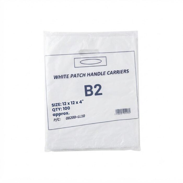 White Patch Medium Handle Plastic Carrier Bags