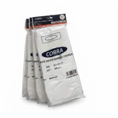 22 x 18 White Patch Handle Plastic Carrier Bag