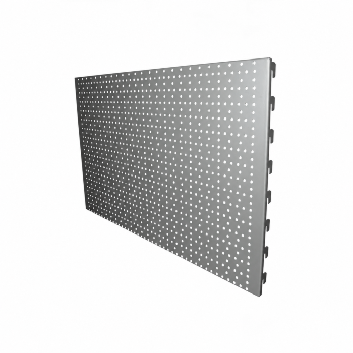 Silver Perforated Back Panel for Retail Shelving